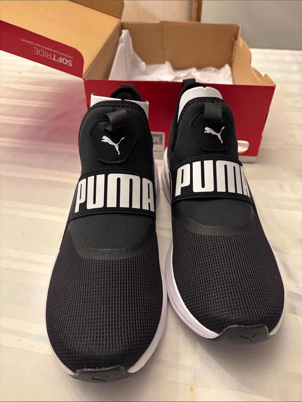 Puma Men’s Black and White Slip-On Athletic Shoes